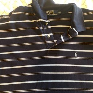 Navy blue with light blue and white stripes